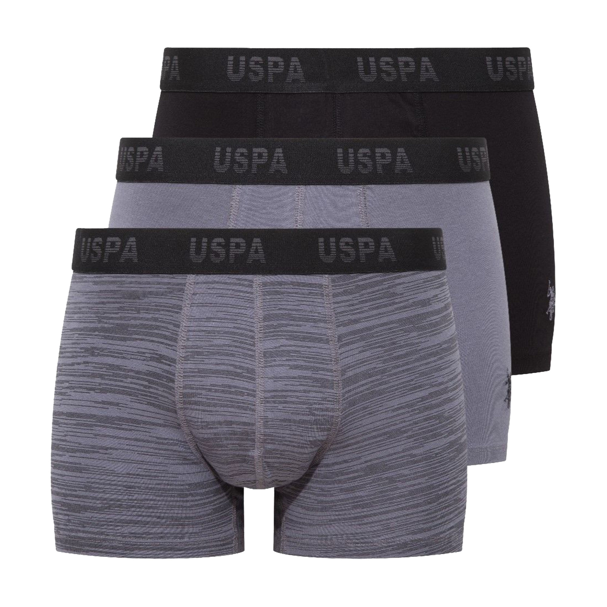 Труси-боксери чоловічі U.S. Polo Assn. 80505, Anthracite/Black/Printed, розмір L, 3 шт