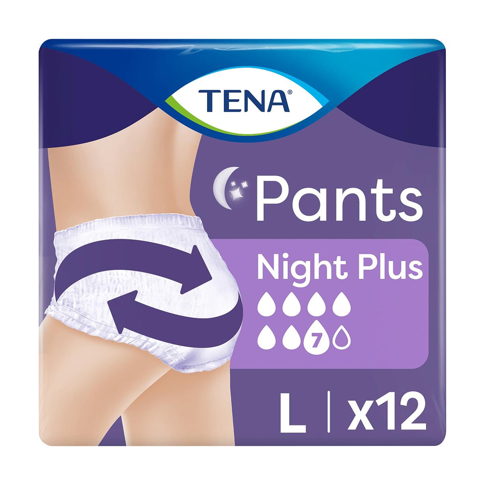 Труси-підгузки для дорослих TENA Pants Plus Night нічні, розмір L, 12 шт