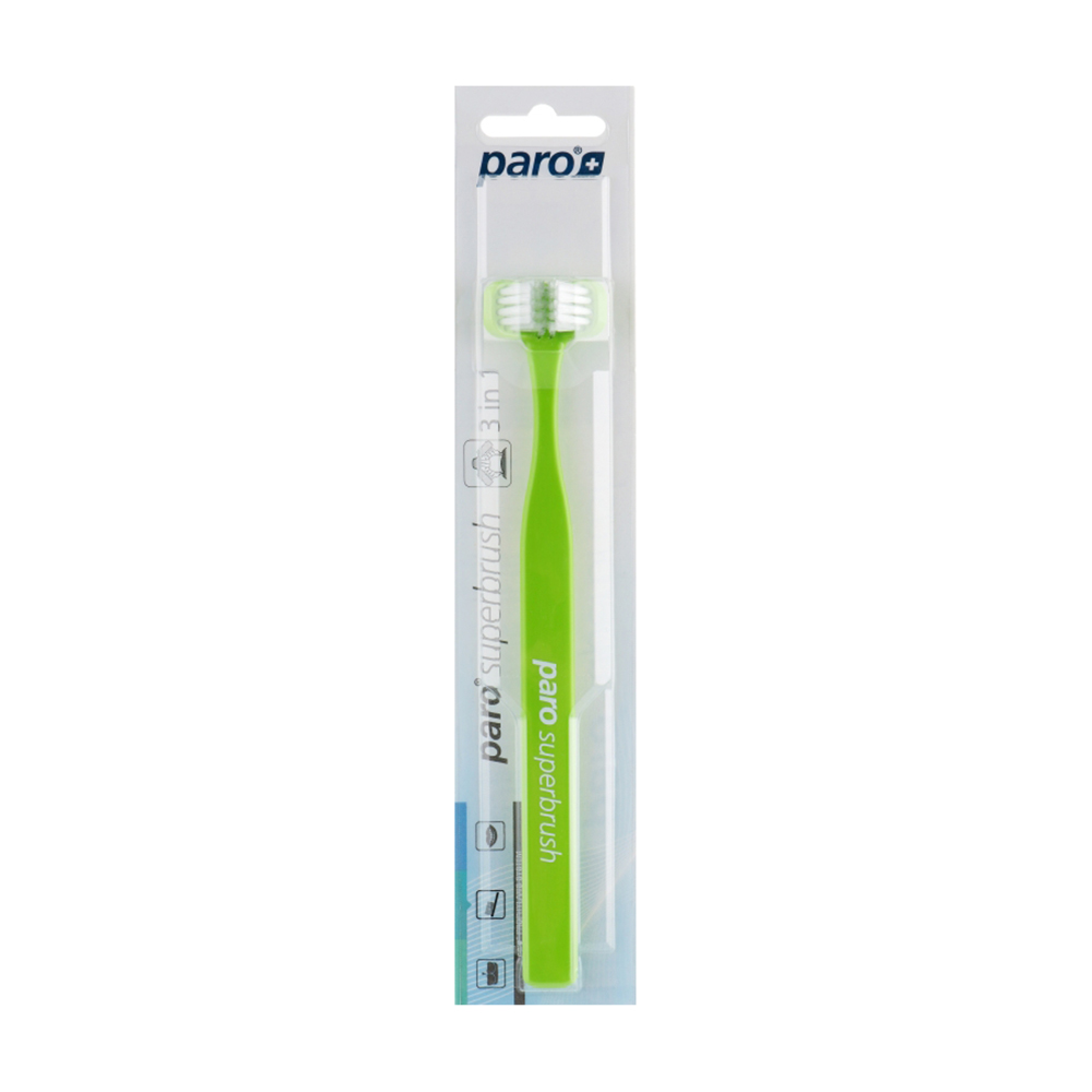 Тристороння зубна щітка Paro Swiss Special Superbrush салатова, 1 шт