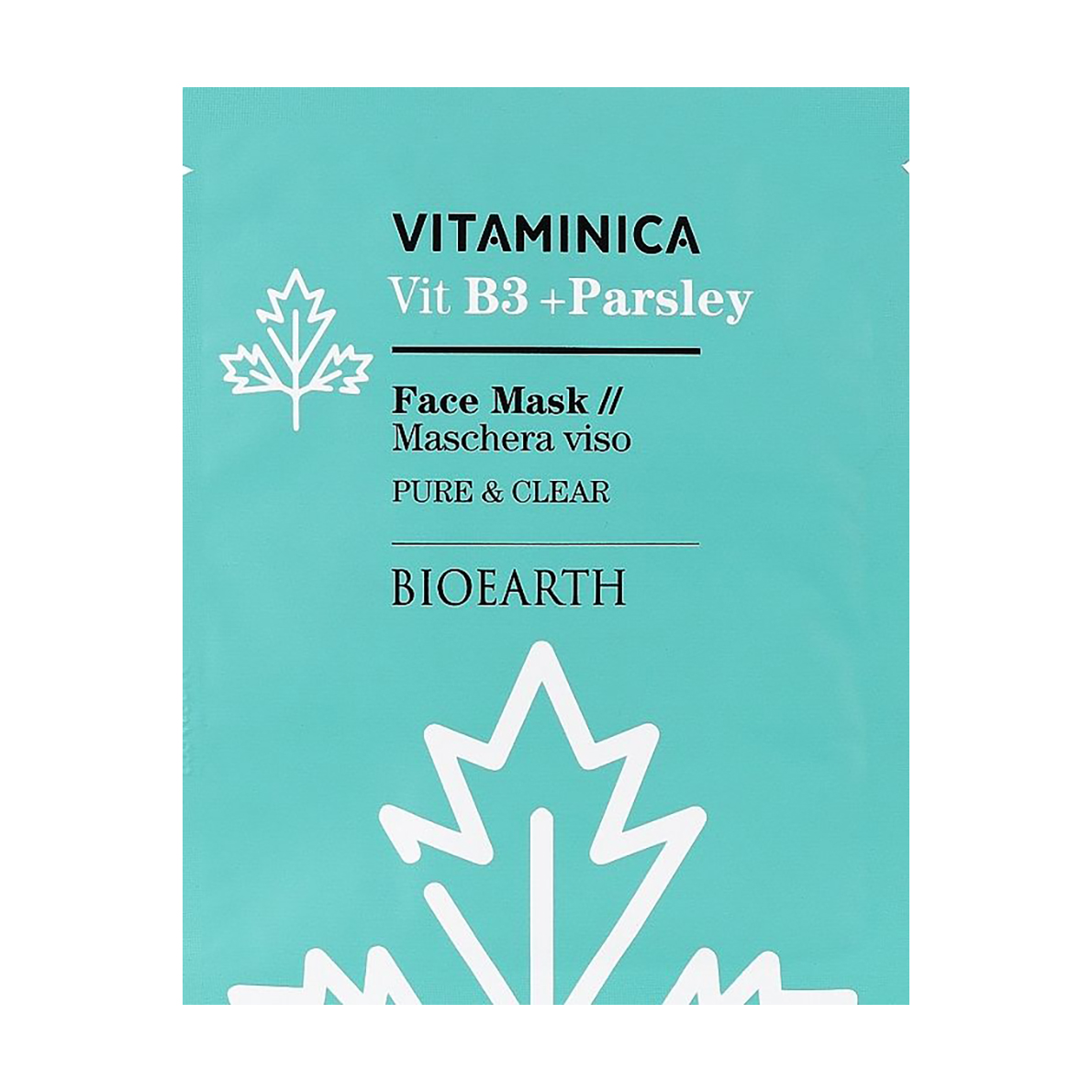 Целюлозна маска Bioearth Vitaminica Vitb3 + Parsley Face Mask для чутливої та комбінованої шкіри обличчя, 15 мл