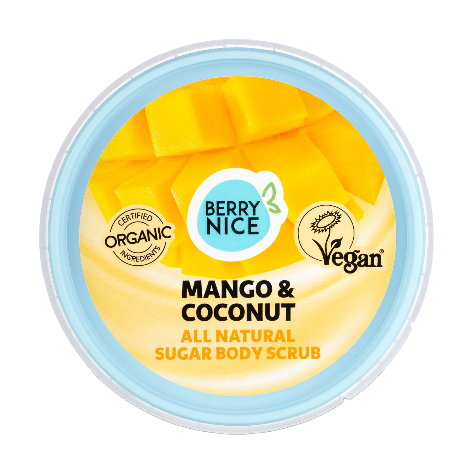 Цукровий скраб для тіла BERRY NICE All Natural Sugar Body Scrub Mango &amp; Coconut, 250 мл
