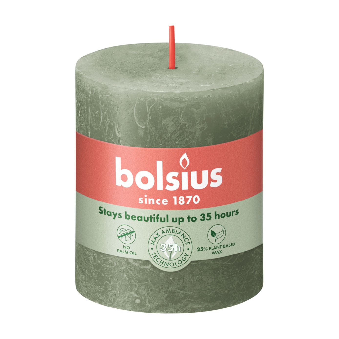 Циліндрична свічка Bolsius Rustic Shine Свіжий оливковий, 80*68 мм