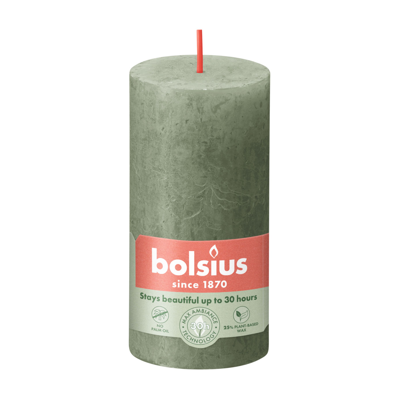 Циліндрична свічка Bolsius Rustic Shine Свіжий оливковий, 100*50 мм