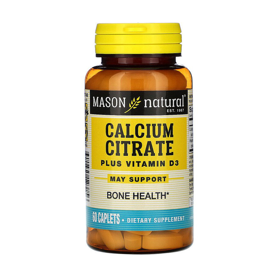 Цитрат кальцію + вітамін Д3 Mason Natural Calcium Citrate Plus Vitamin D3, 60 капсул