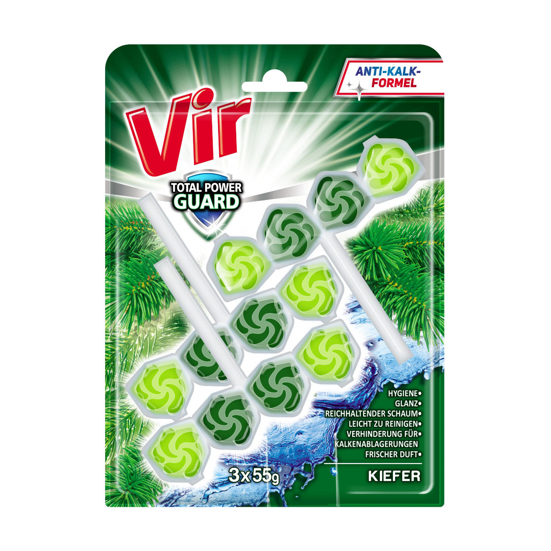 Туалетний блок Vir Total Power Guard Хвоя, 3*55 г