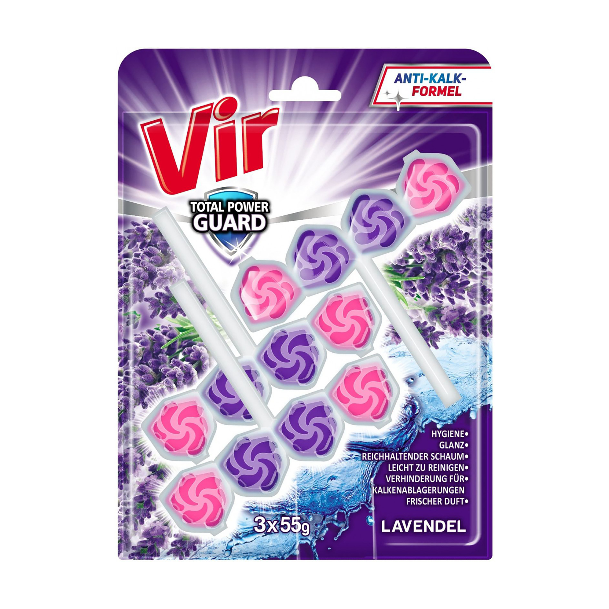 Туалетний блок Vir Total Power Guard Лаванда, 3*55 г