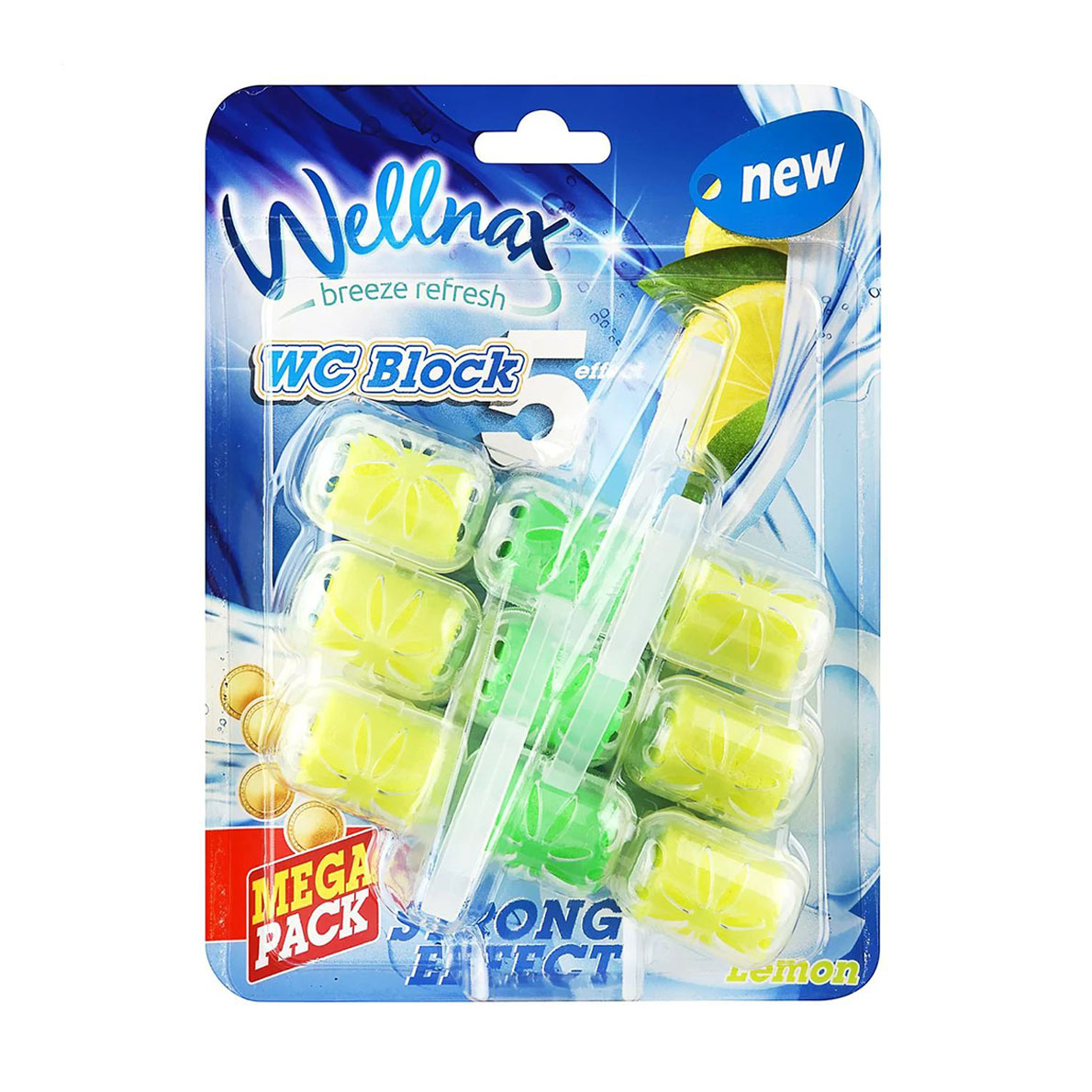 Туалетний блок Wellnax Strong Effect Лимон, 3*57 г