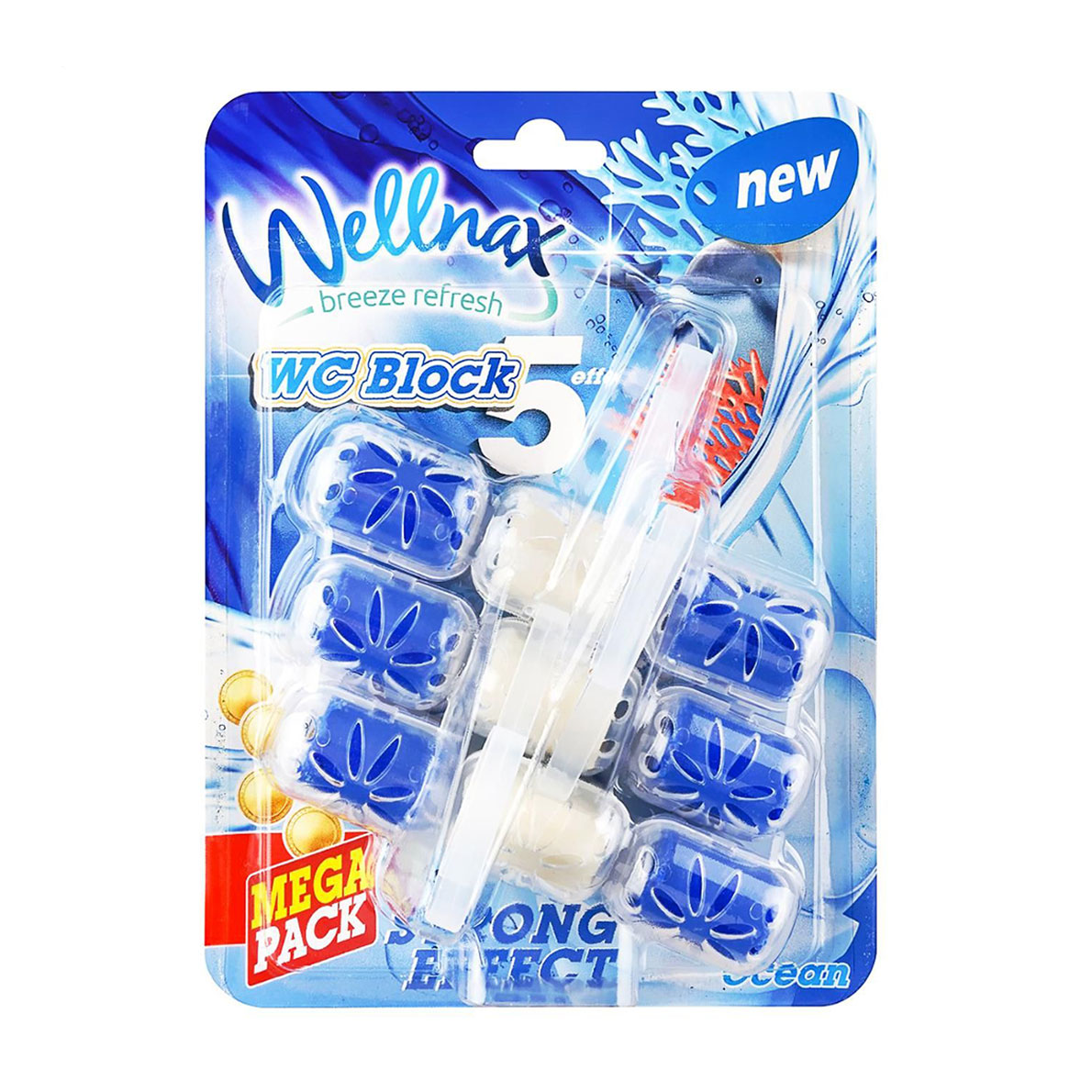Туалетний блок Wellnax Strong Effect Океан, 3*57 г