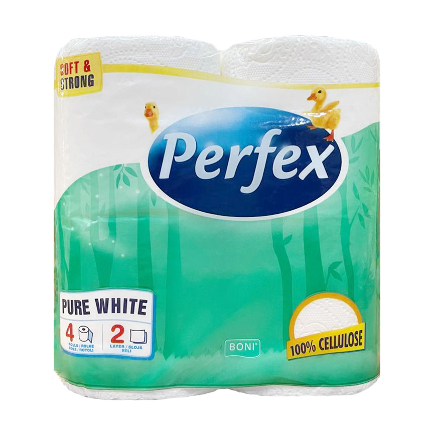 Туалетний папір Boni Perfex білий, 2-шаровий, 110 відривів, 4 рулони