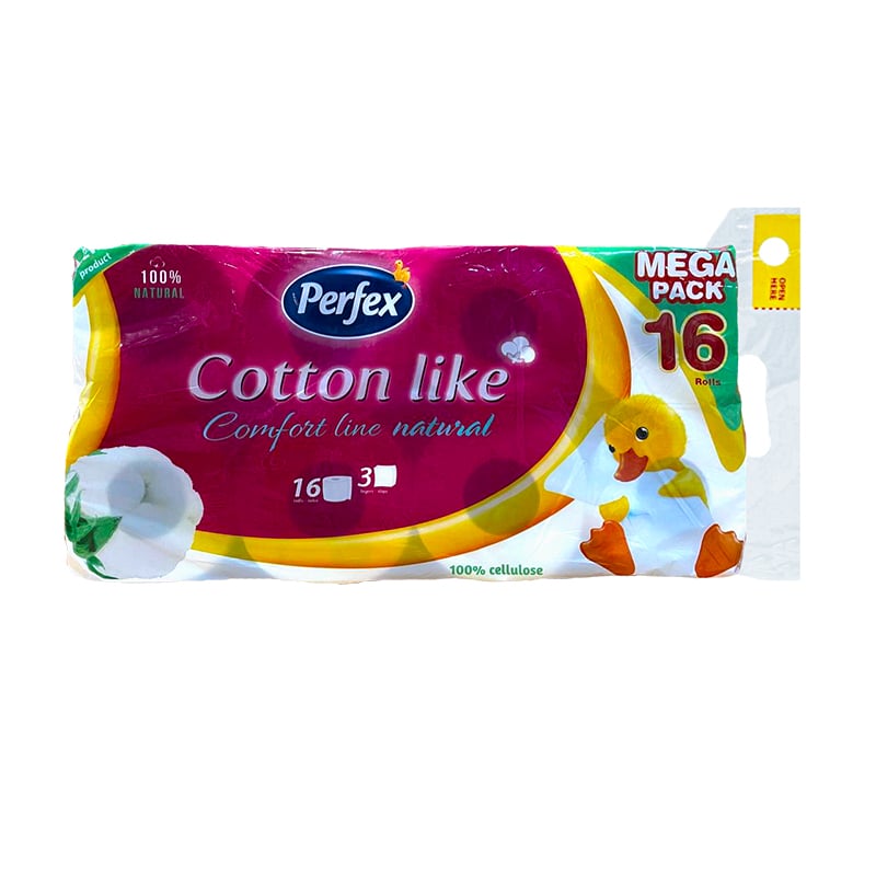 Туалетний папір Boni Perfex Cotton Like білий, 3-шаровий, 135 відривів, 16 рулонів
