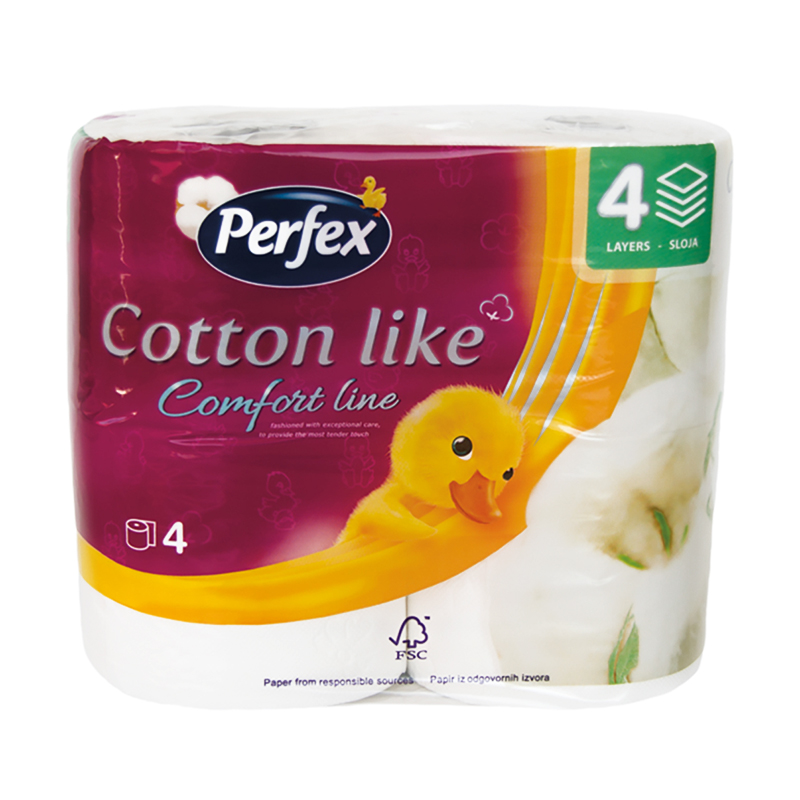 Туалетний папір Boni Perfex Cotton Like білий, 4-шаровий 100 відривів, 4 рулони