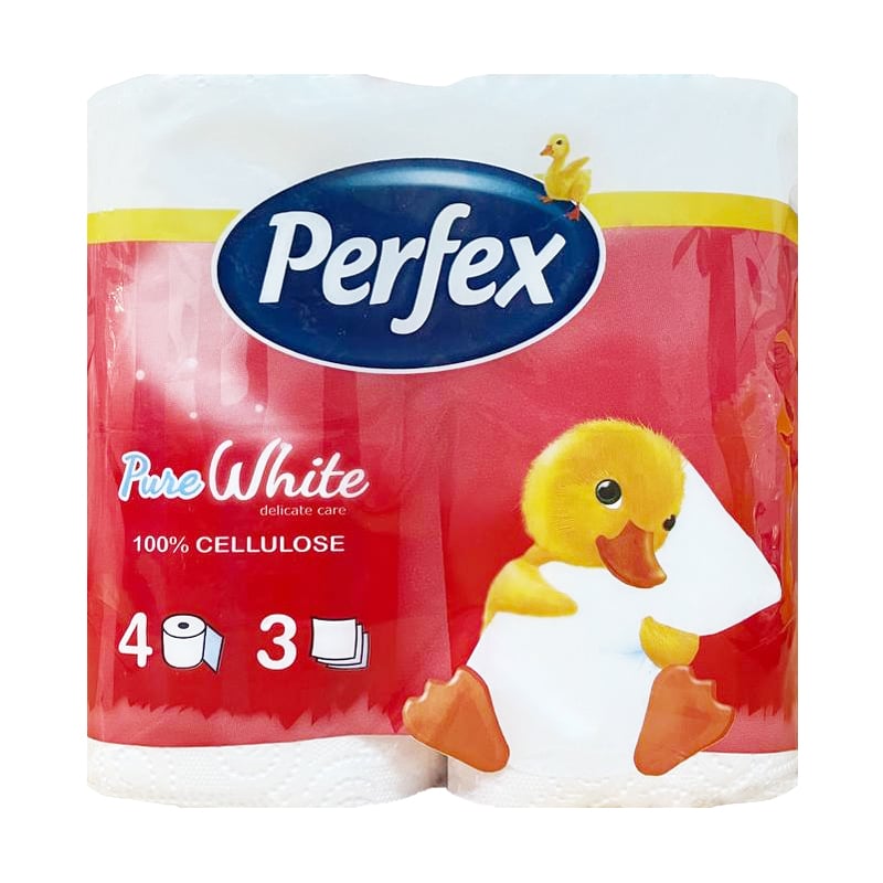 Туалетний папір Boni Perfex Pure White білий, 3-шаровий, 120 відривів, 4 рулони