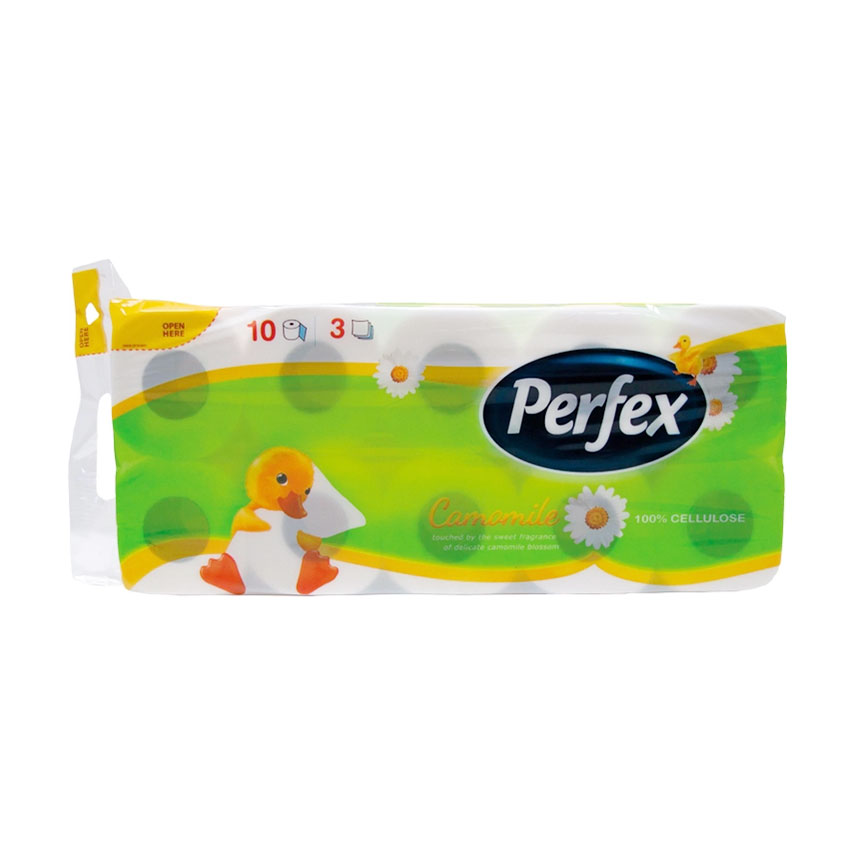 Туалетний папір Boni Perfex Ромашка, білий 3х-шаровий, 120 відривів, 10 шт