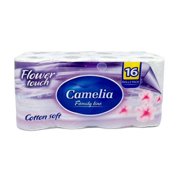 Туалетний папір Camelia Flower Touch Магнолія, білий, 3-шаровий, 112 відривів, 16 рулонів
