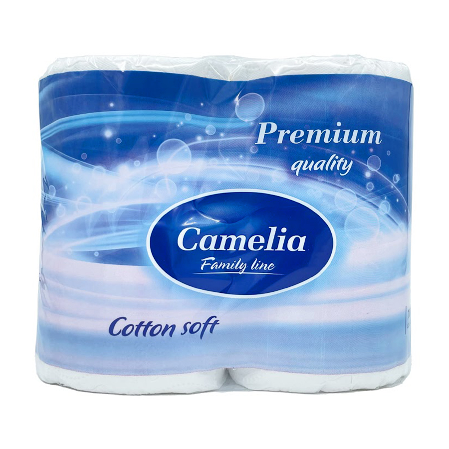 Туалетний папір Camelia Premium білий, 3-шаровий, 161 відрив, 4 рулони