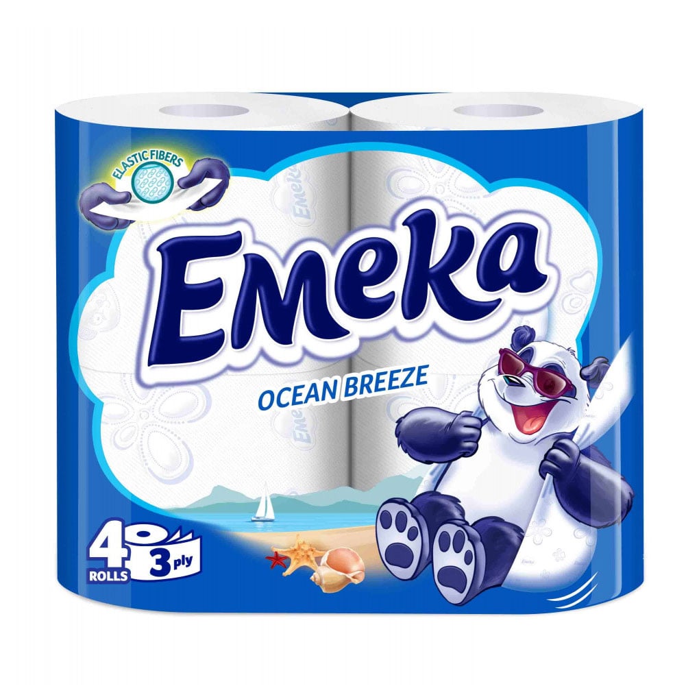 Туалетний папір Emeka Ocean Breeze, білий, 3-шаровий, 135 відривів, 4 рулони