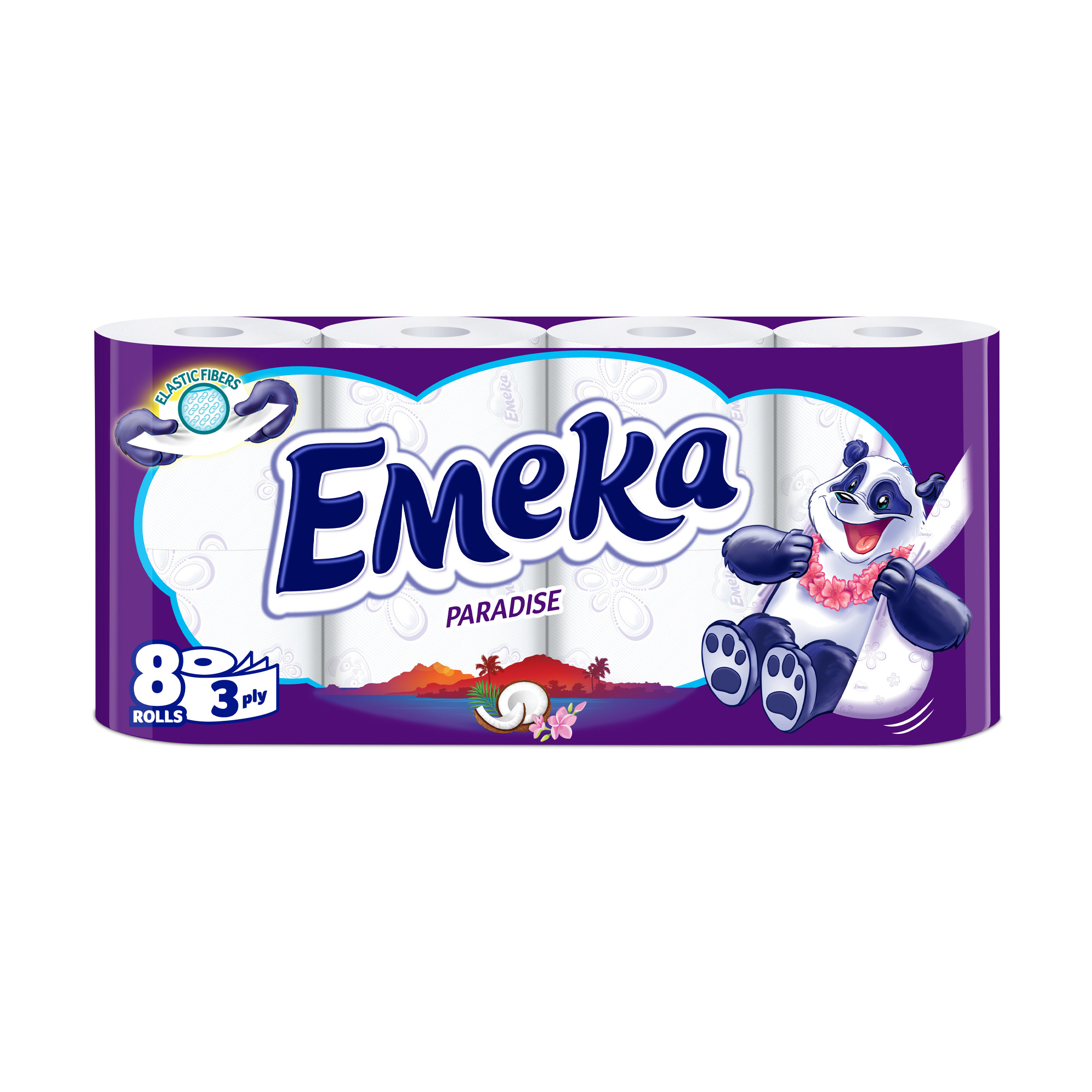 Туалетний папір Emeka Paradise, білий, 3-шаровий, 8 рулонів