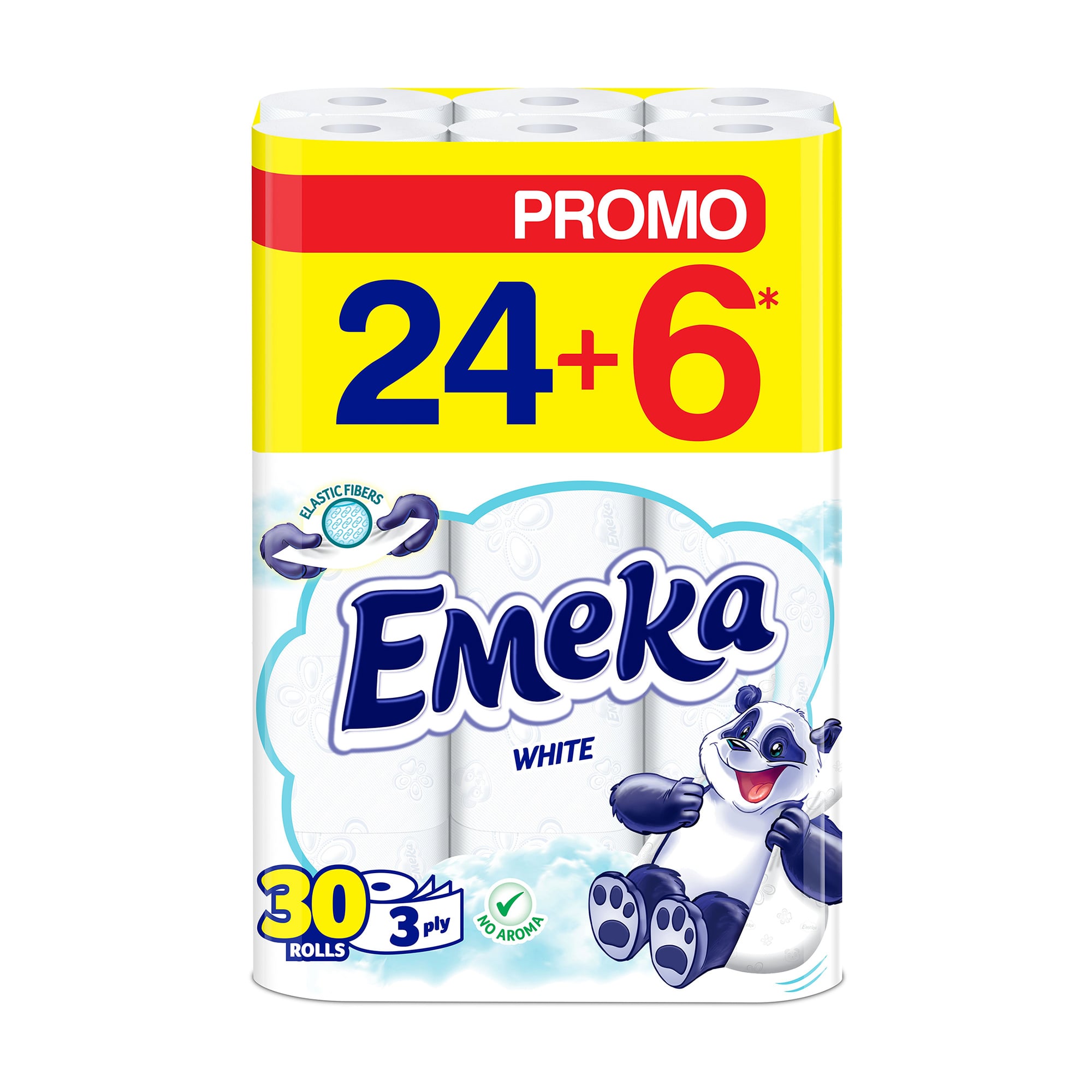 Туалетний папір Emeka White білий, 3-шаровий, 135 відривів, 30 рулонів
