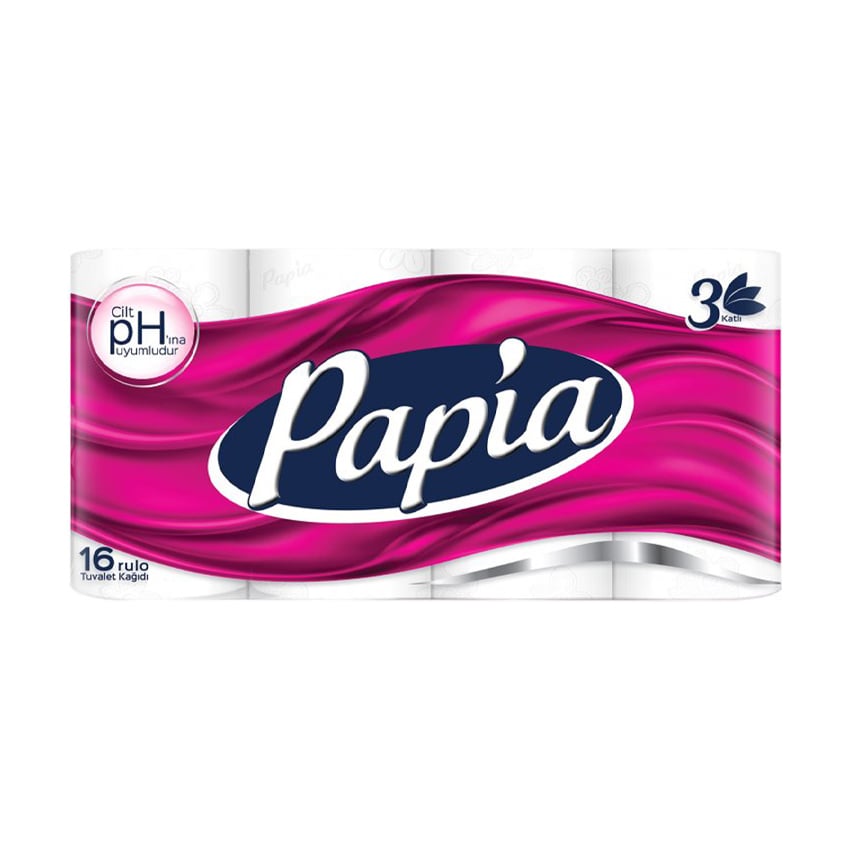 Туалетний папір Papia білий, 3-шаровий, 140 відривів, 16 рулонів