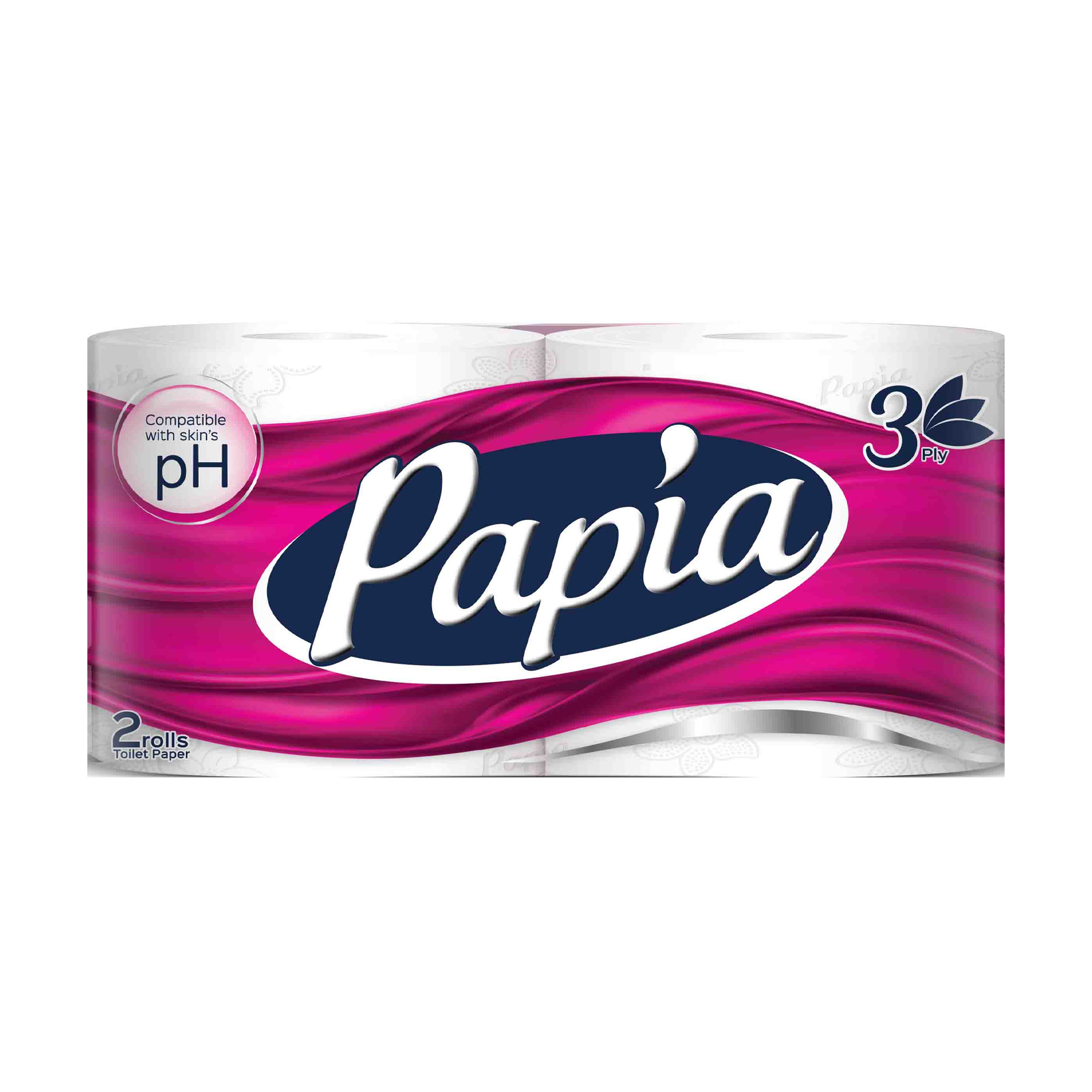 Туалетний папір Papia білий, 3-шаровий, 150 відривів, 2 рулони