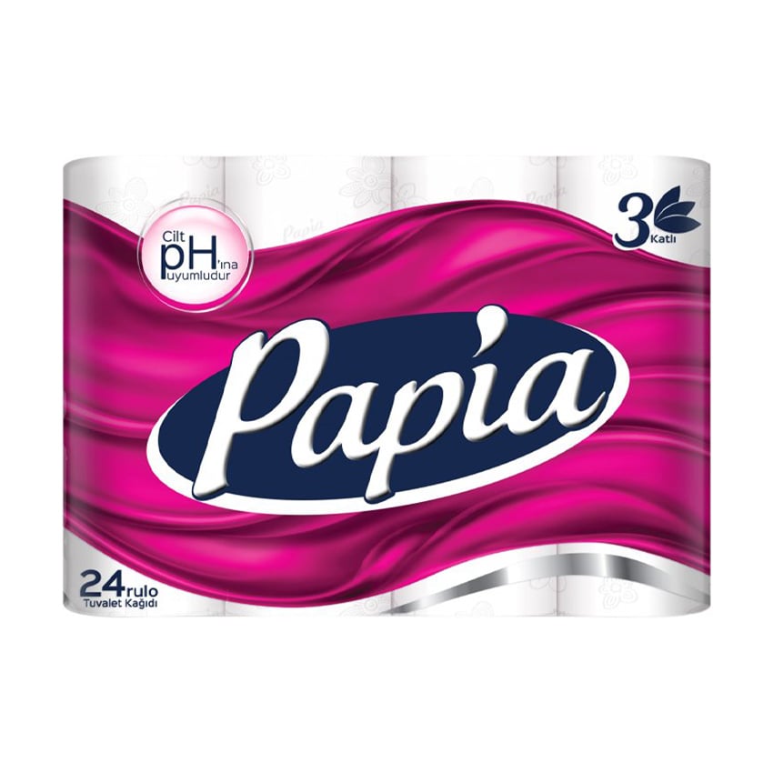 Туалетний папір Papia білий, 3-шаровий, 150 відривів, 24 рулони