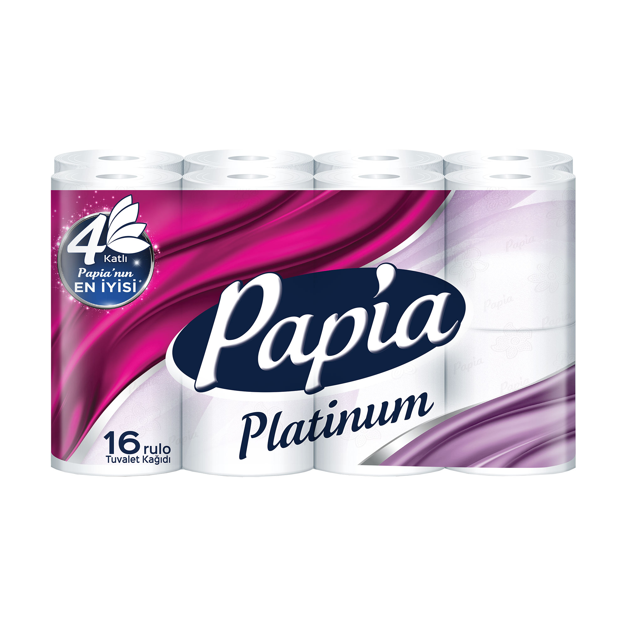 Туалетний папір Papia білий, 4-шаровий, 120 відривів, 16 рулонів