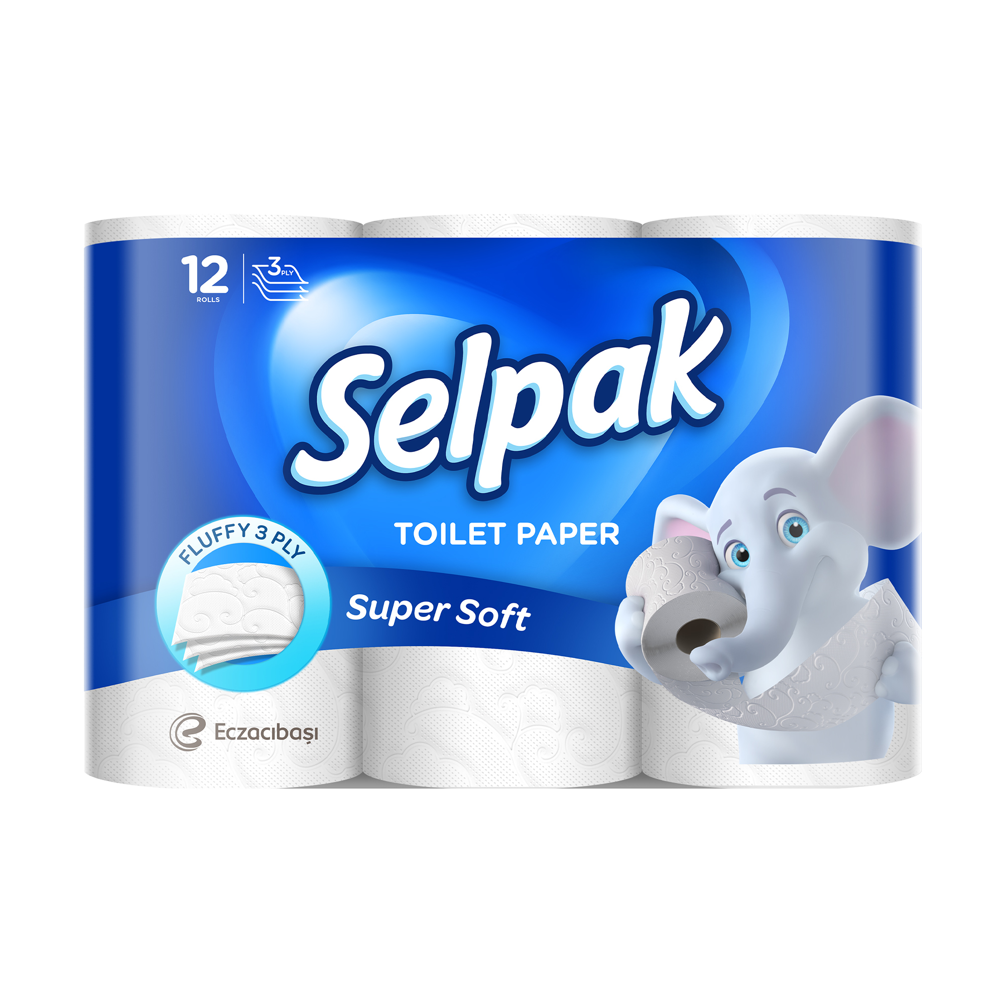 Туалетний папір Selpak білий, 3-шаровий, 140 відривів, 12 рулонів