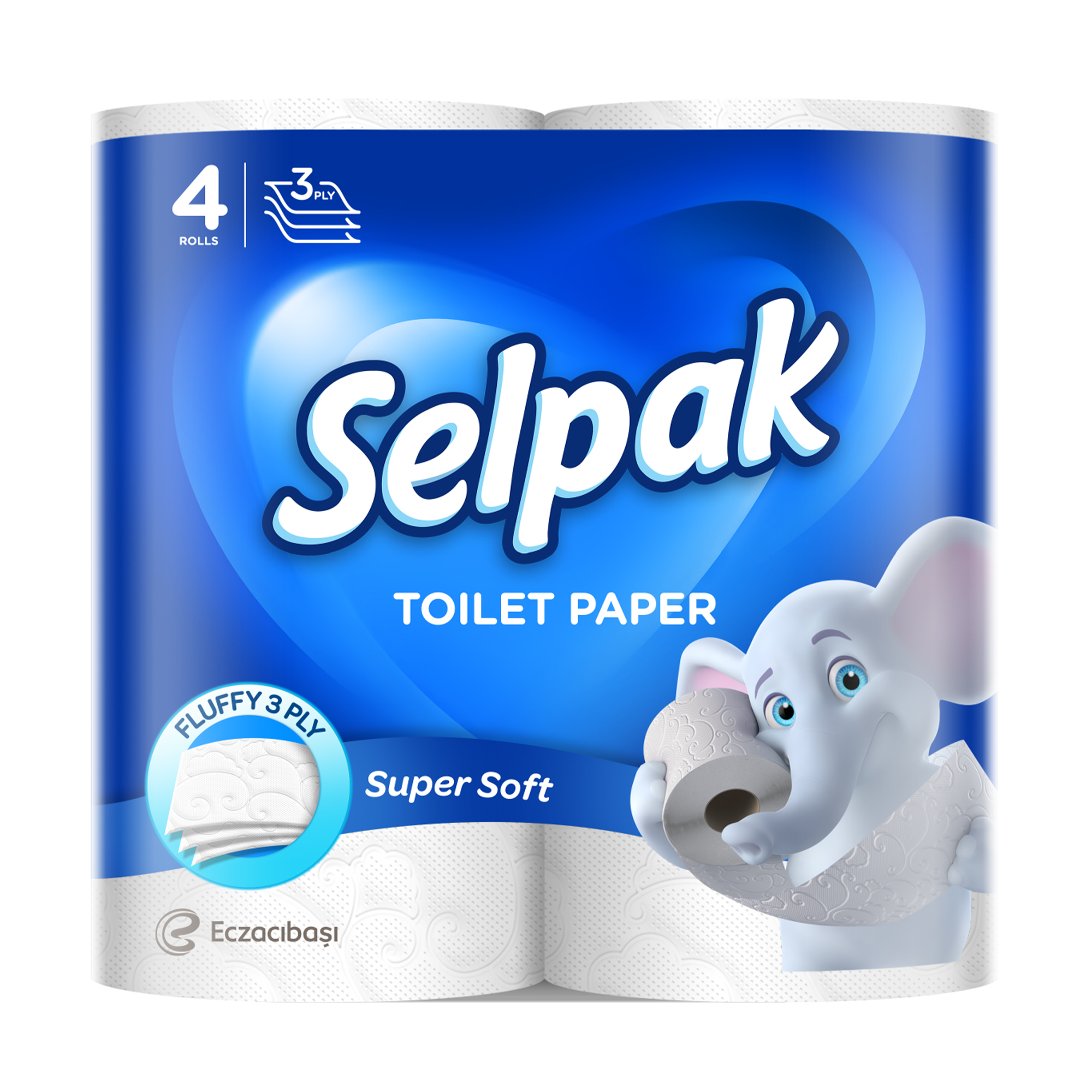 Туалетний папір Selpak білий, 3-шаровий, 150 відривів, 4 рулони