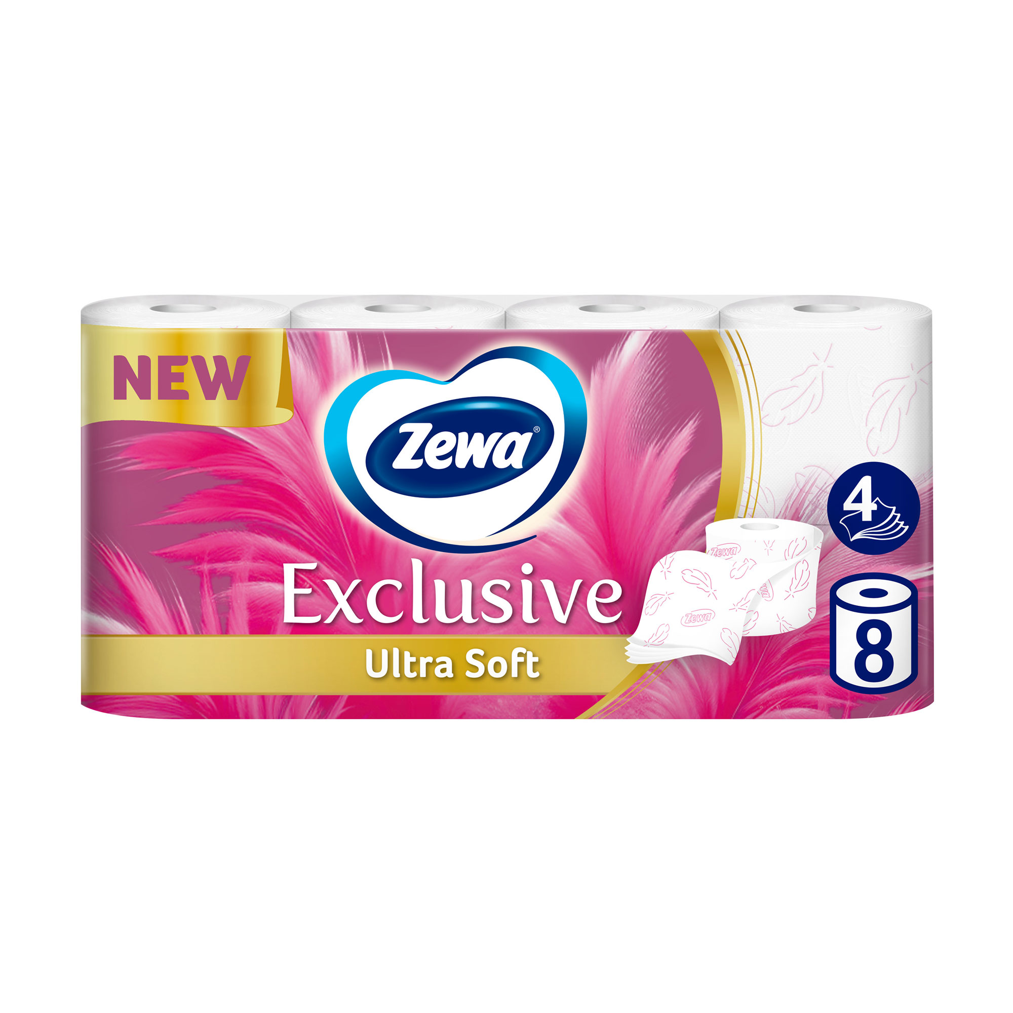 Туалетний папір Zewa Exclusive Ultra Soft білий, 4-шаровий, 150 відривів, 8 рулонів