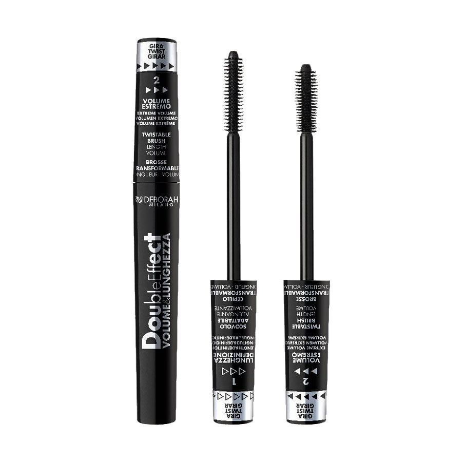 Туш-трансформер для вій Deborah Double Effect Volume &amp; Lunghezza Black, 8 мл