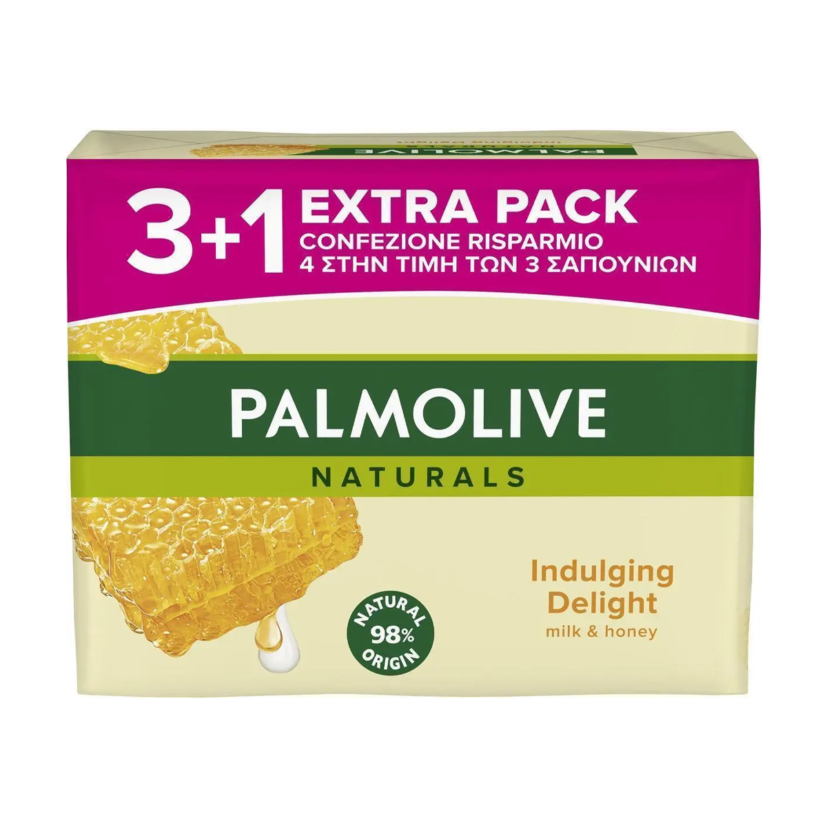 Тверде мило Palmolive Naturals Молочко та мед, 4*90 г