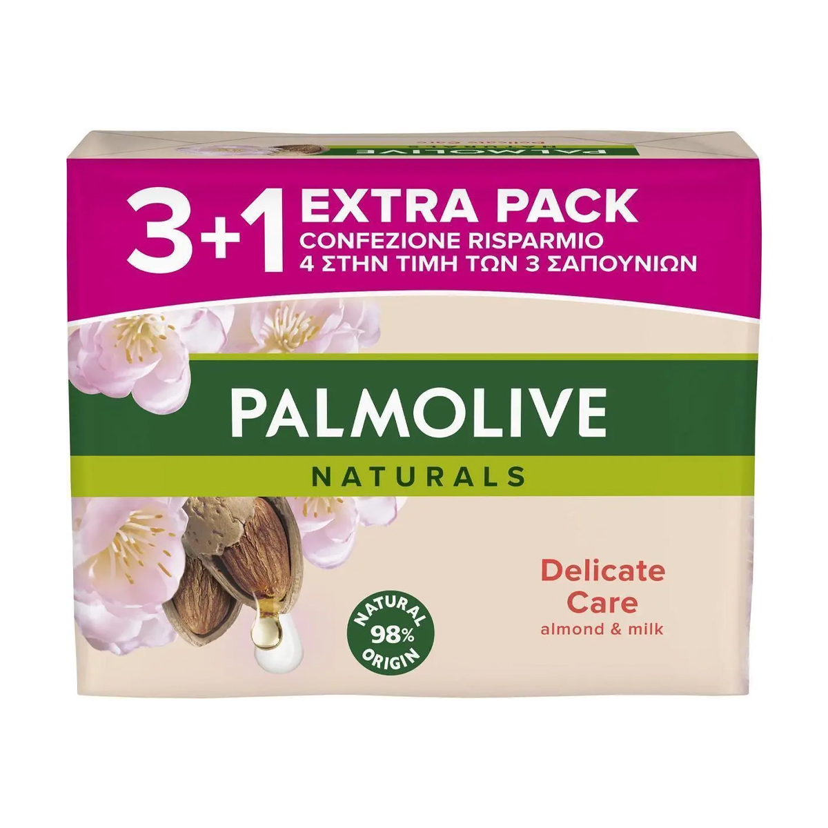 Тверде мило Palmolive Naturals Мигдаль та молочко, 4*90 г
