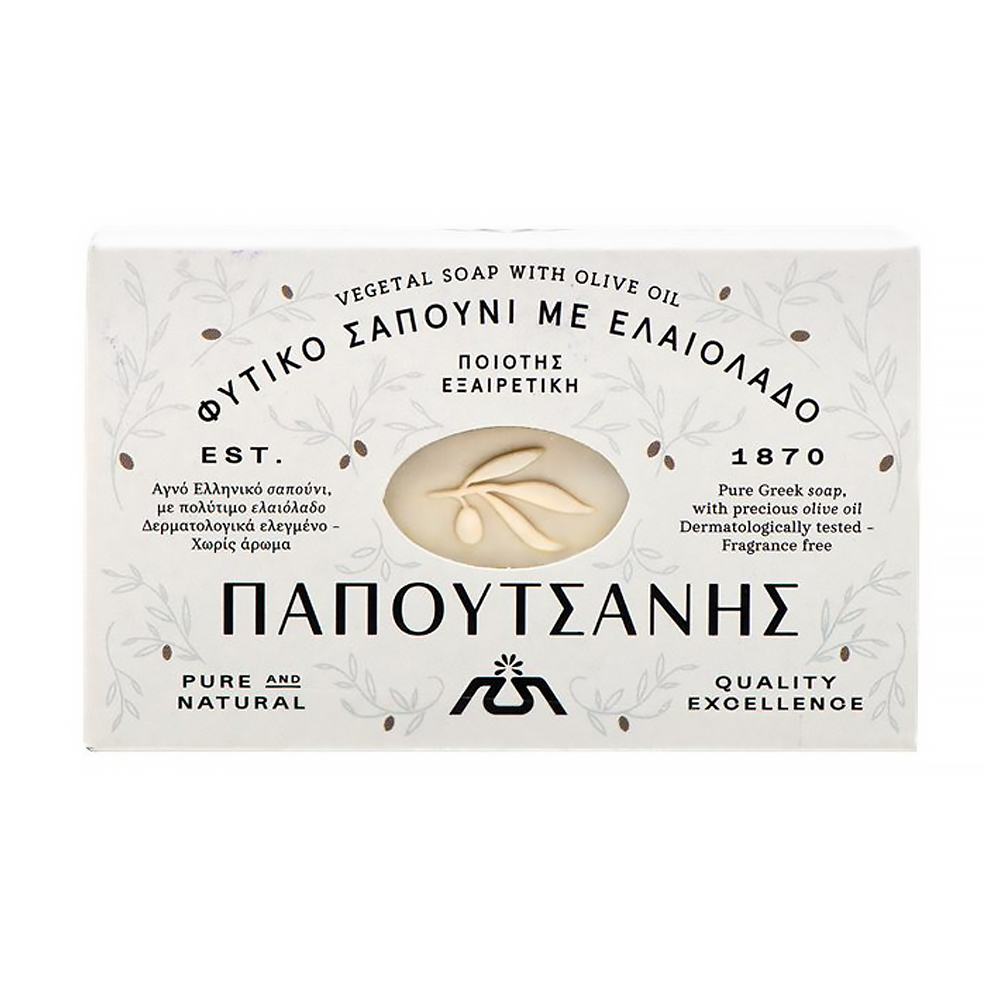 Тверде мило Papoutsanis Olive Oil Bar Soap White, 125 г