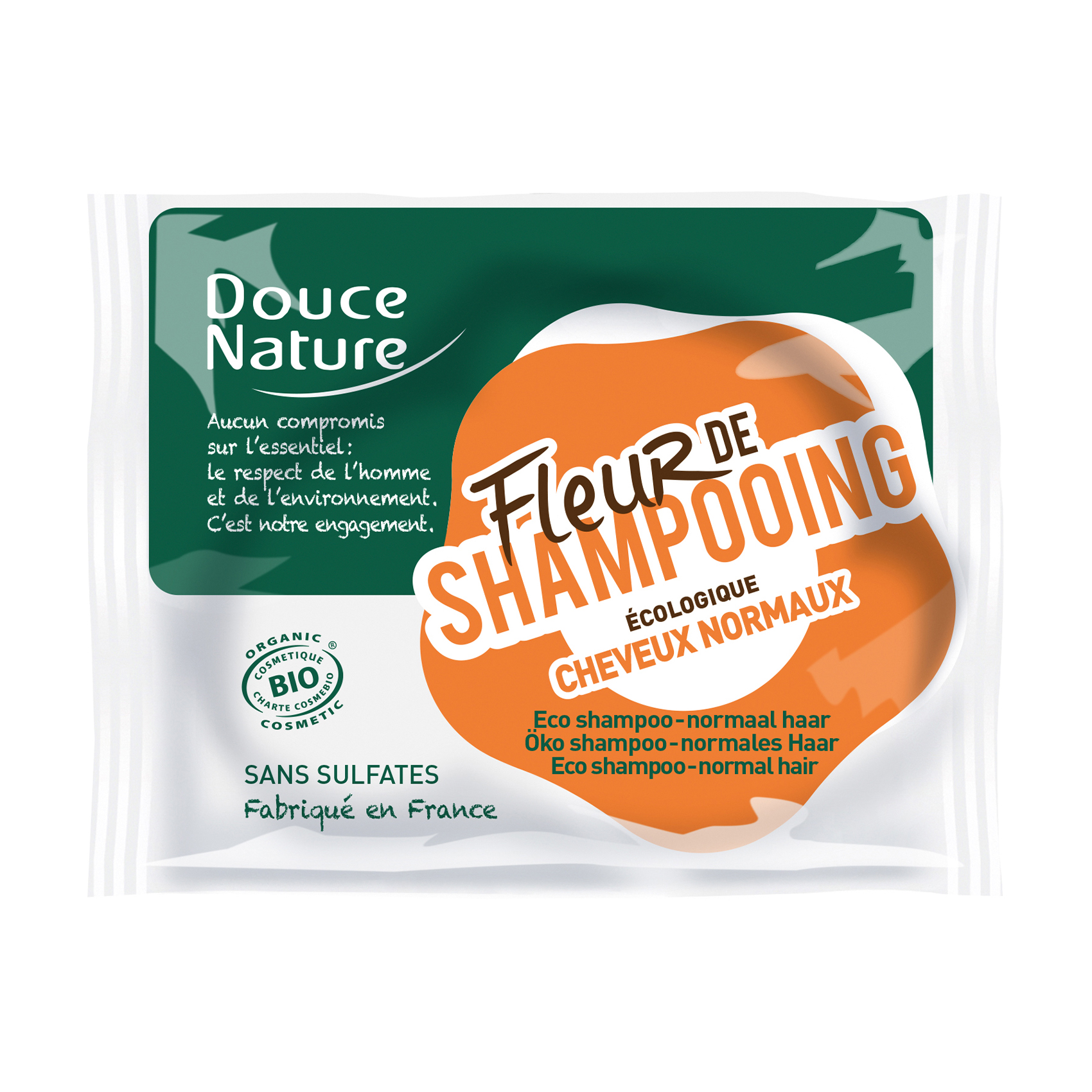 Твердий шампунь Douce Nature Fleur De Shampooing для нормального волосся, 85 г