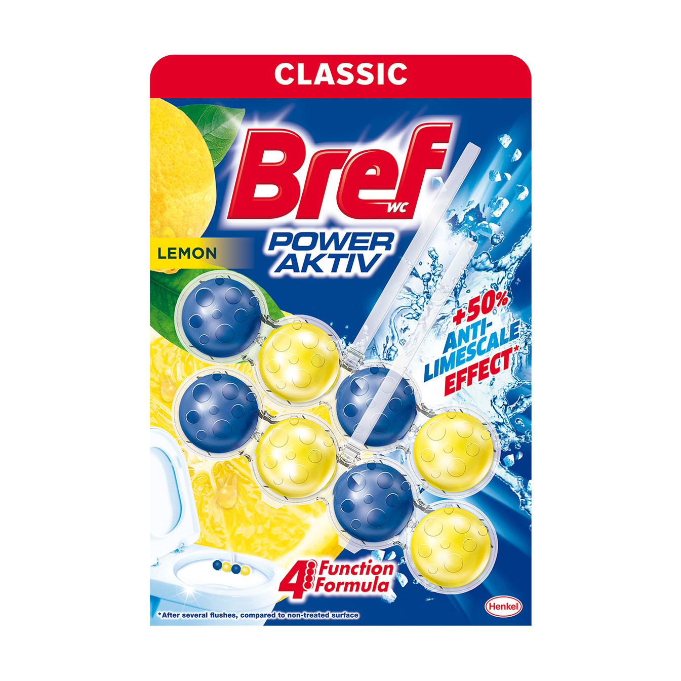 Твердий туалетний блок Bref Bref Power Aktiv, Лимон, 2*50 г