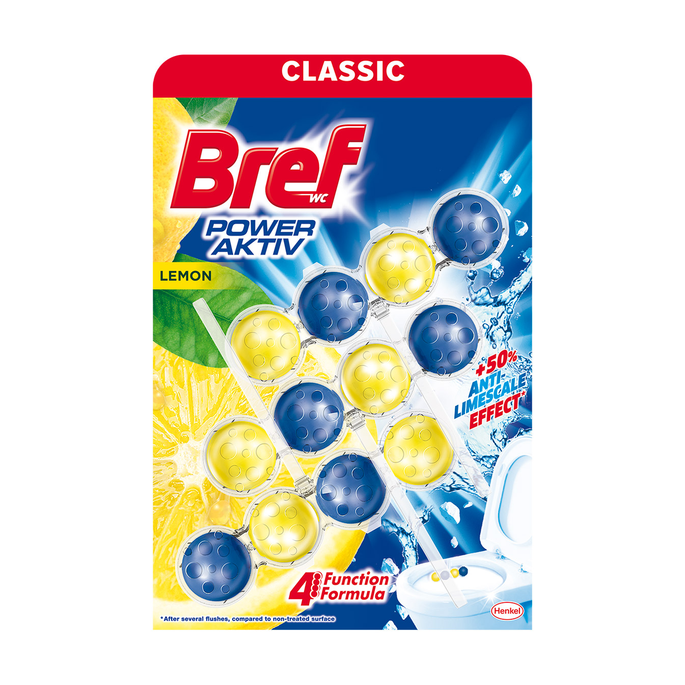 Твердий туалетний блок Bref Bref Power Aktiv, Лимон, 3*50 г