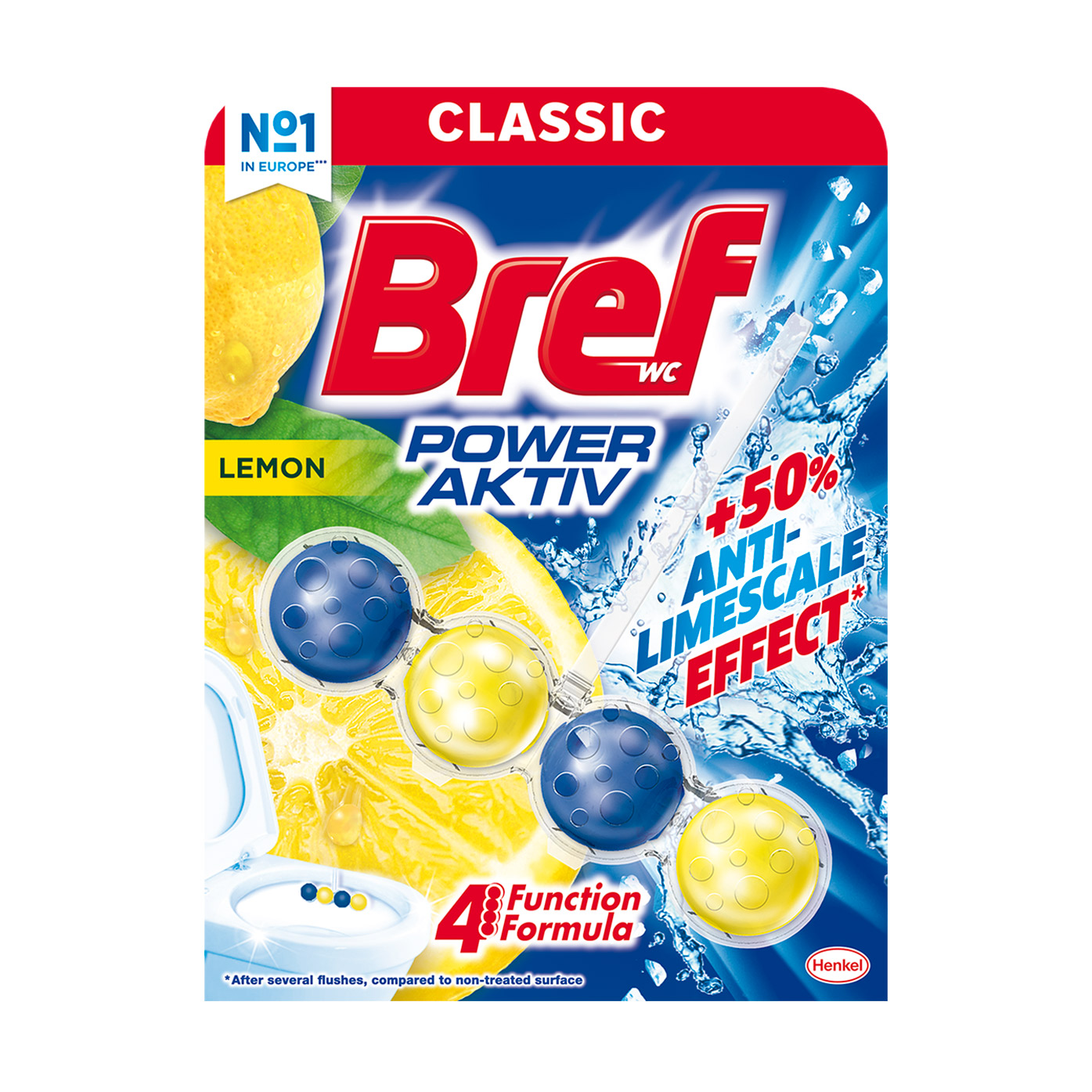 Твердий туалетний блок Bref Bref Power Aktiv, Лимон, 50 г