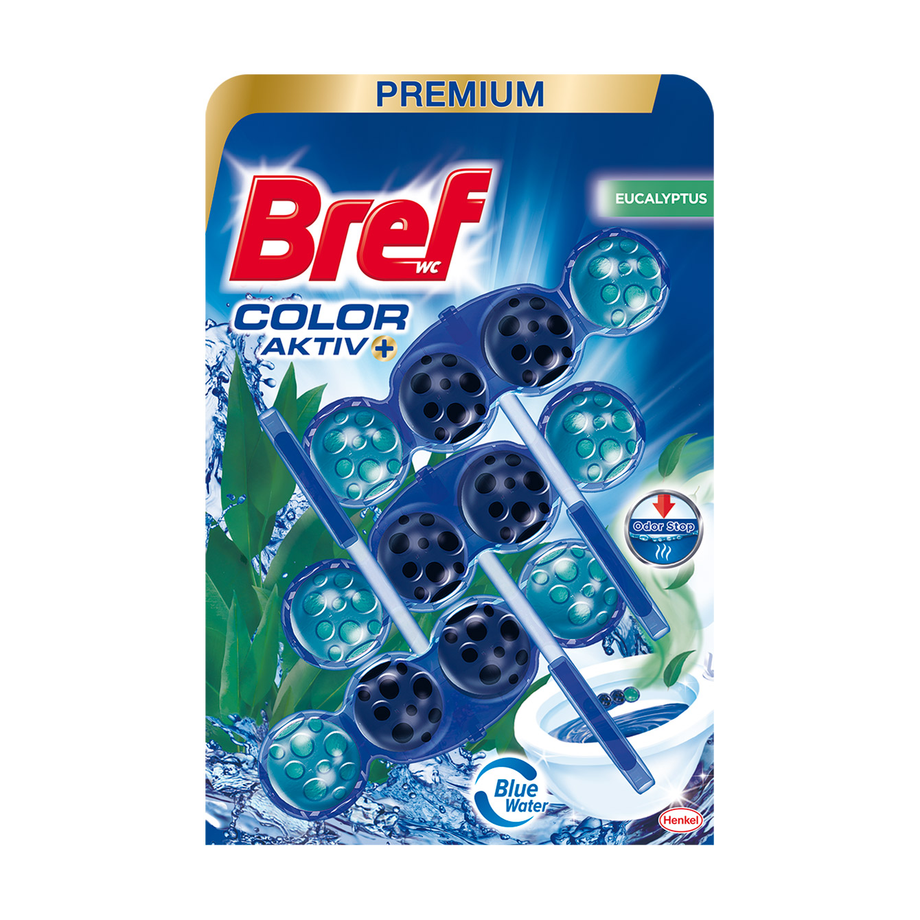 Твердий туалетний блок Bref Color Aktiv Евкаліпт, 3*50 г