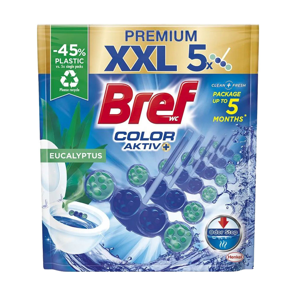 Твердий туалетний блок Bref Color Aktiv Евкаліпт, 5*50 г