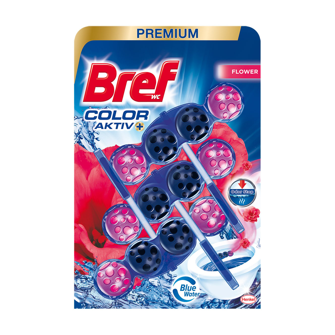 Твердий туалетний блок Bref Color Aktiv Квіткова свіжість, 3*50 г
