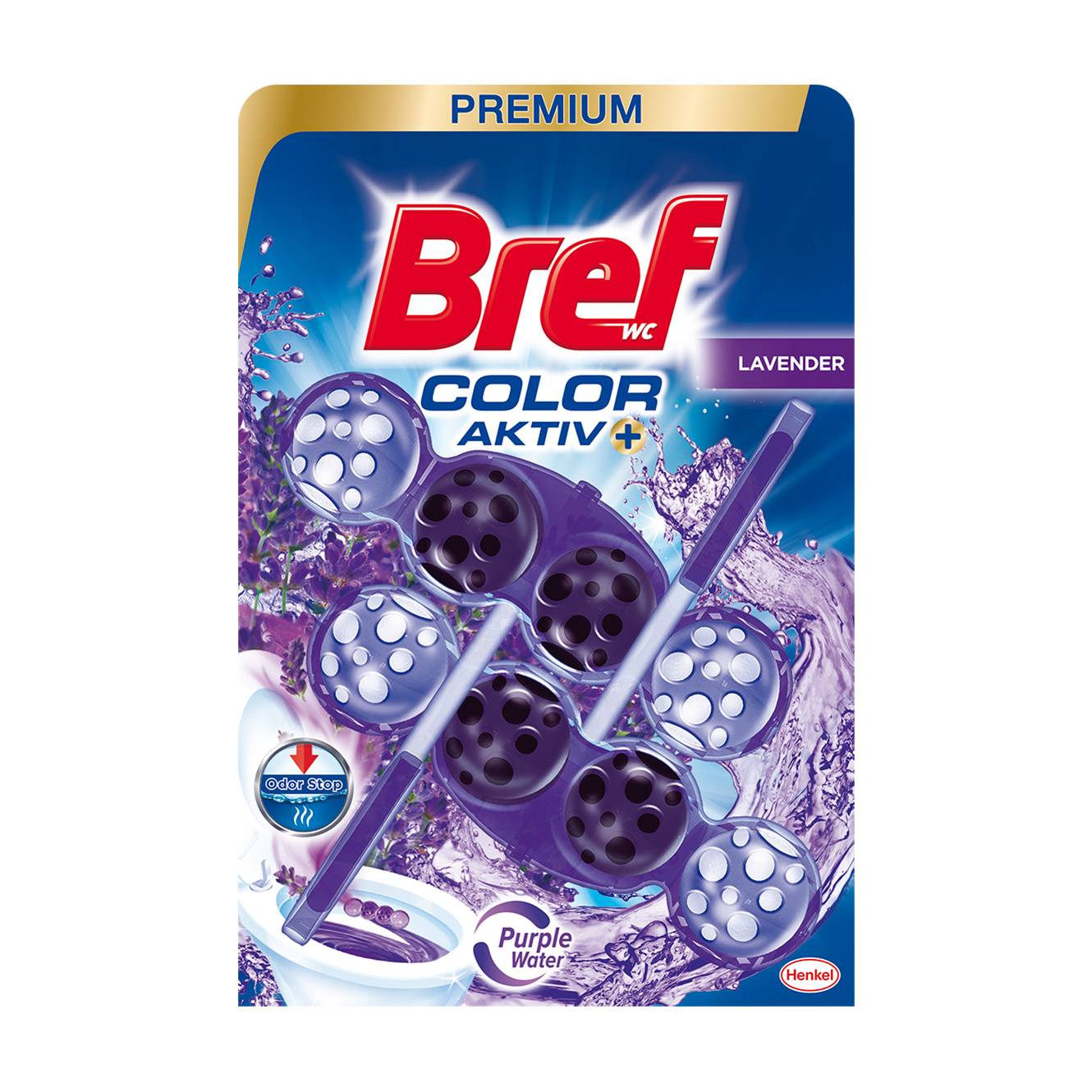 Твердий туалетний блок Bref Color Aktiv Лаванда, 2*50 г