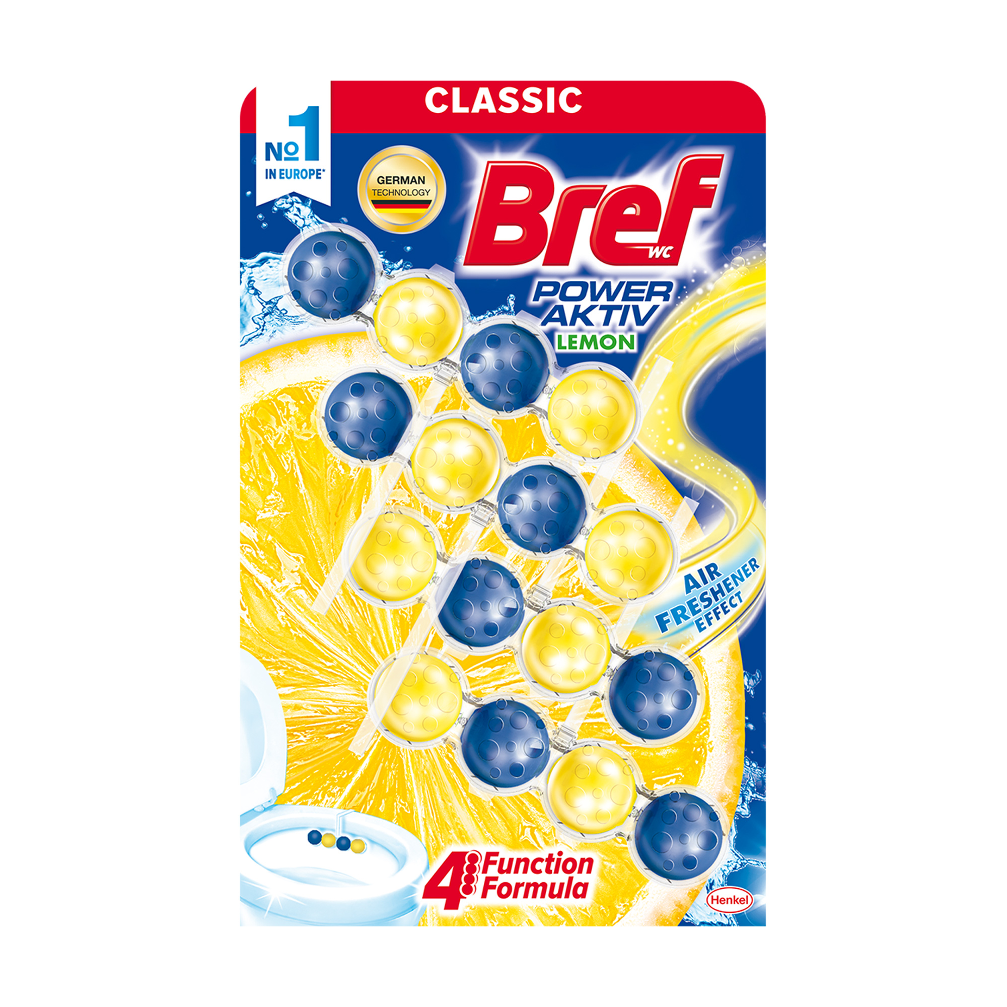 Твердий туалетний блок Bref Power Aktiv Лимонна свіжість, 4*50 г