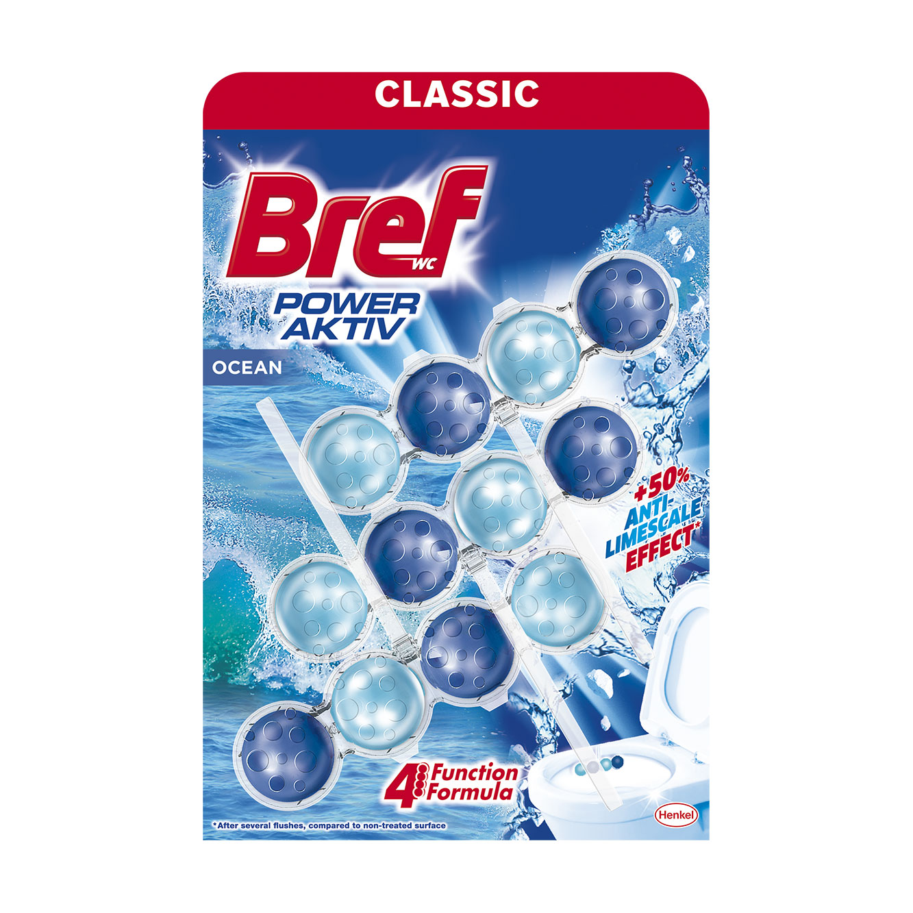 Твердий туалетний блок Bref Power Aktiv Ocean, 3*50 г