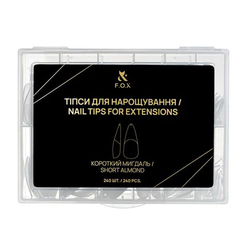Типси для нарощування нігтів F.O.X Nail Tips For Extensions Короткий мигдаль, 240 шт (NTE-SAI)