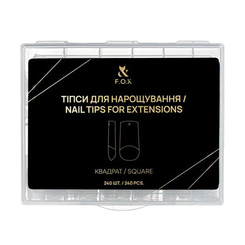 Типси для нарощування нігтів F.O.X Nail Tips For Extensions Квадрат, 240 шт (NTE-Sq)