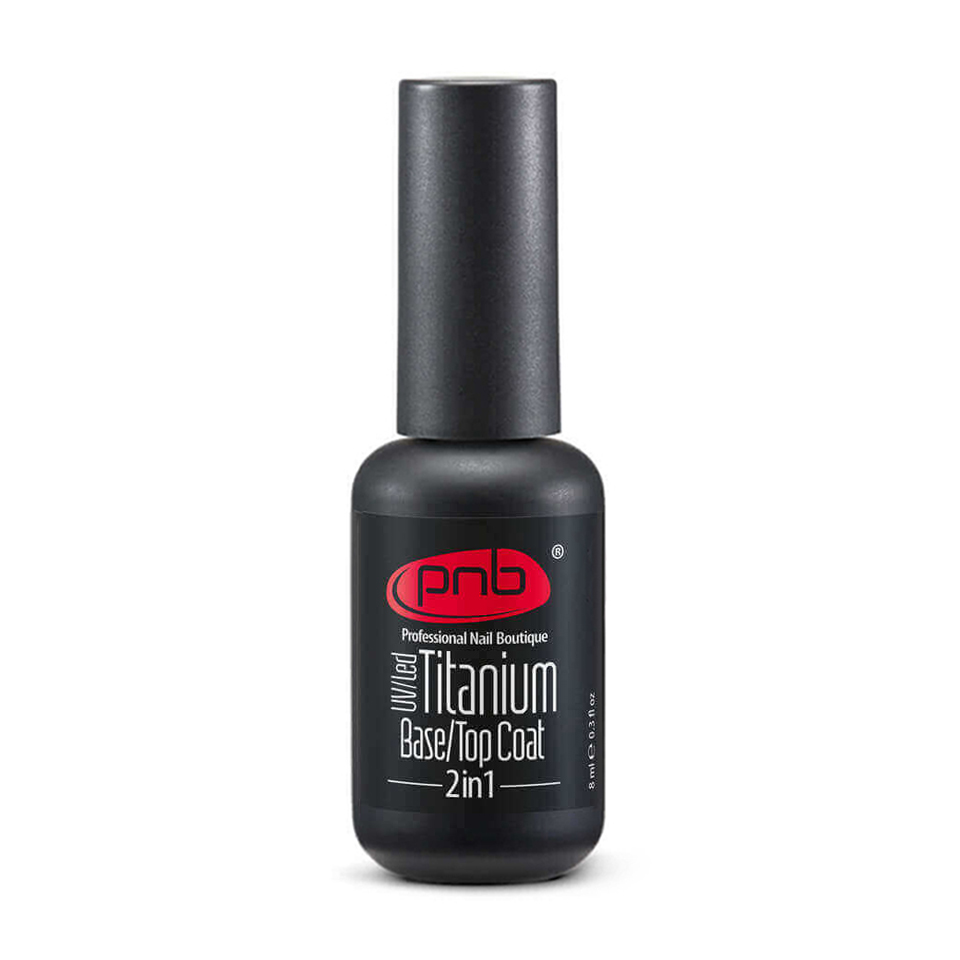 Титанове базове і верхнє покриття PNB UV/LED Titanium BaseTop Coat 2 in 1, 8 мл
