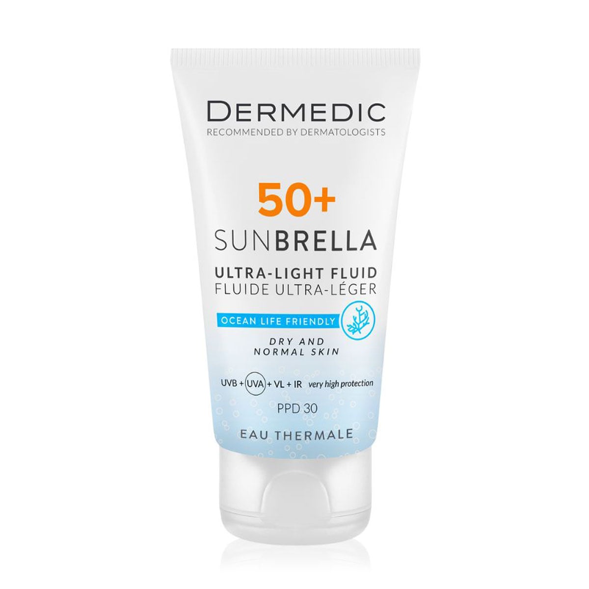 Ультралегкий сонцезахисний флюїд Dermedic Sunbrella Ultra-Light Fluid, SPF 50+, для сухої та нормальної шкіри, 40 мл