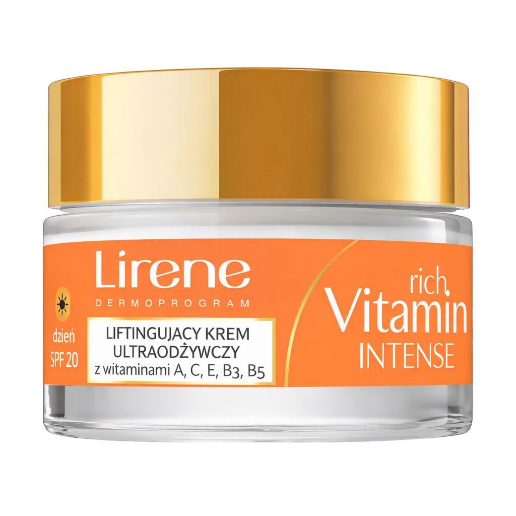 Ультраживильний ліфтинг-крем для обличчя Lirene Dermo Program Rich Vitamin Intense 50+, SPF 20, з вітамінами A, C, E, B3 та B5, 50 мл