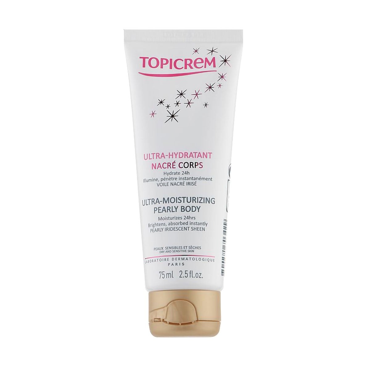 Ультразволожувальний крем для тіла Topicrem Ultra-Moisturizing Pearly Body з перловим ефектом, 75 мл