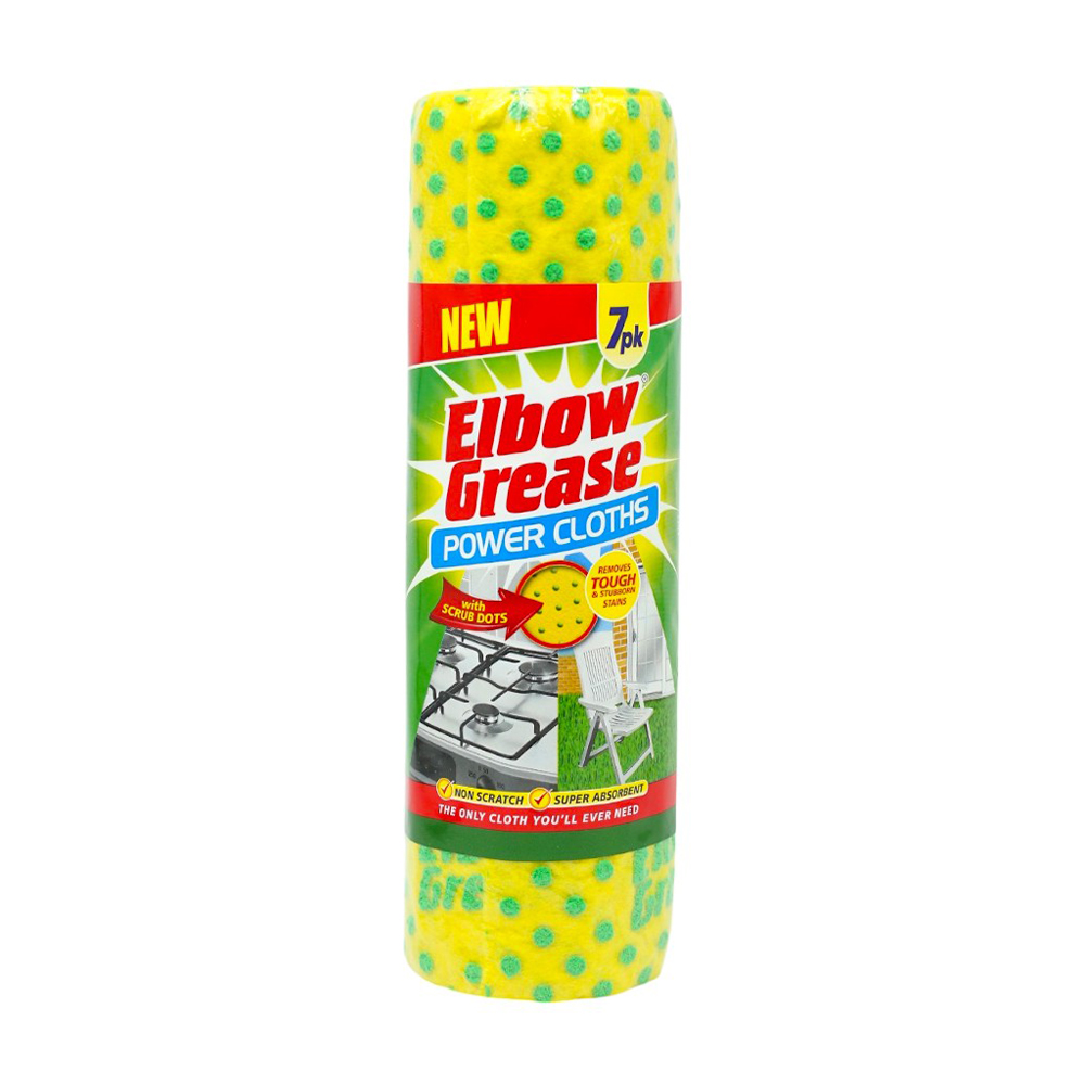Універсальні скраб-серветки для прибирання Elbow Grease Power Cloths в рулоні, 7 шт